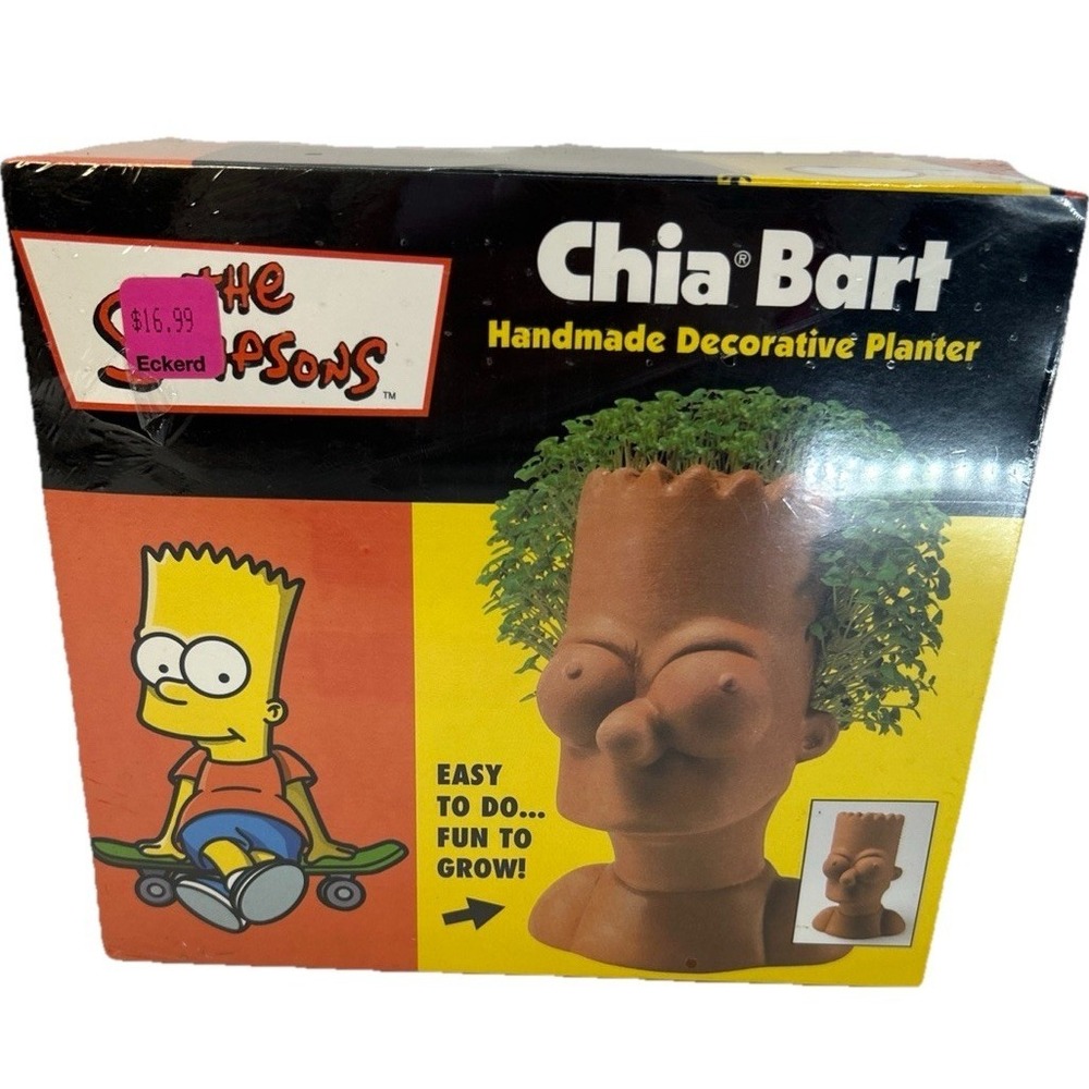 New Sealed The Simpsons Chia Bart Handmade Decorative Planter Growing Vintage
